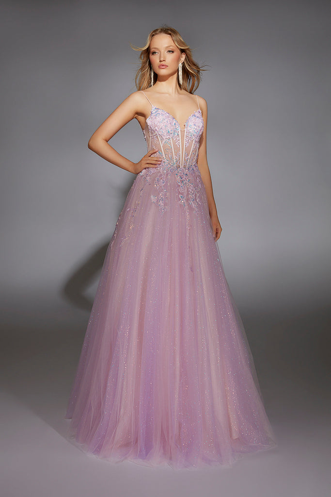 Formal Dress: 61865. Long, Plunging Neckline, Medium Fullnes