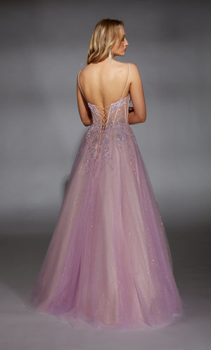 Formal Dress: 61865. Long, Plunging Neckline, Medium Fullness, Lace-up Back