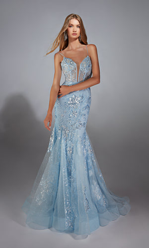 Formal Dress: 61867. Long, Plunging Neckline, Mermaid, Closed Back