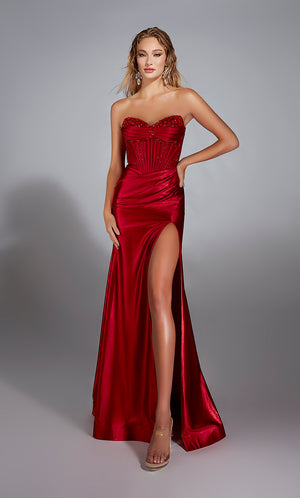 Formal Dress: 61884. Long, Strapless, Straight, Lace-up Back