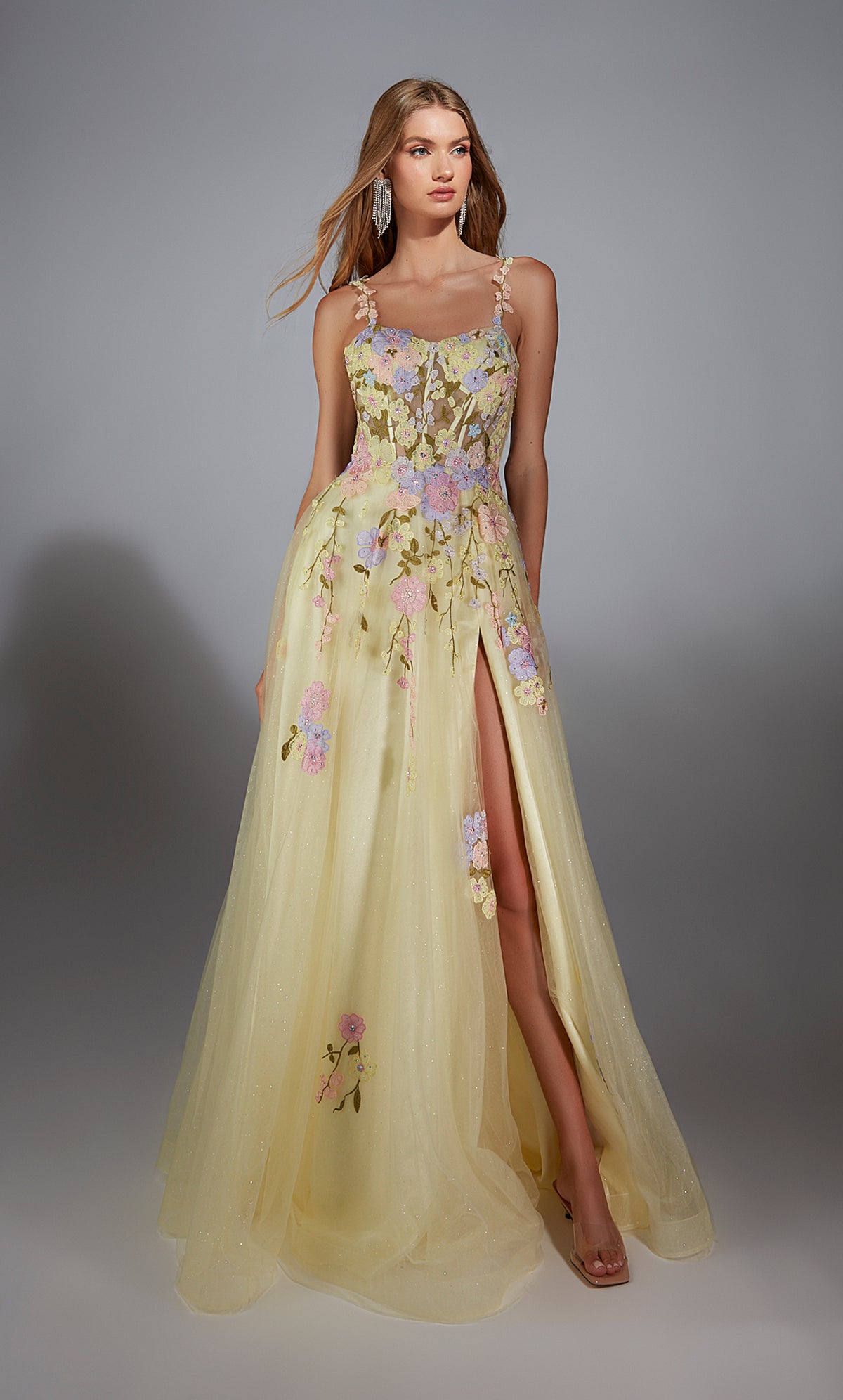 Formal Dress: 61909. Long, Scoop Neck, A Line, Closed Back