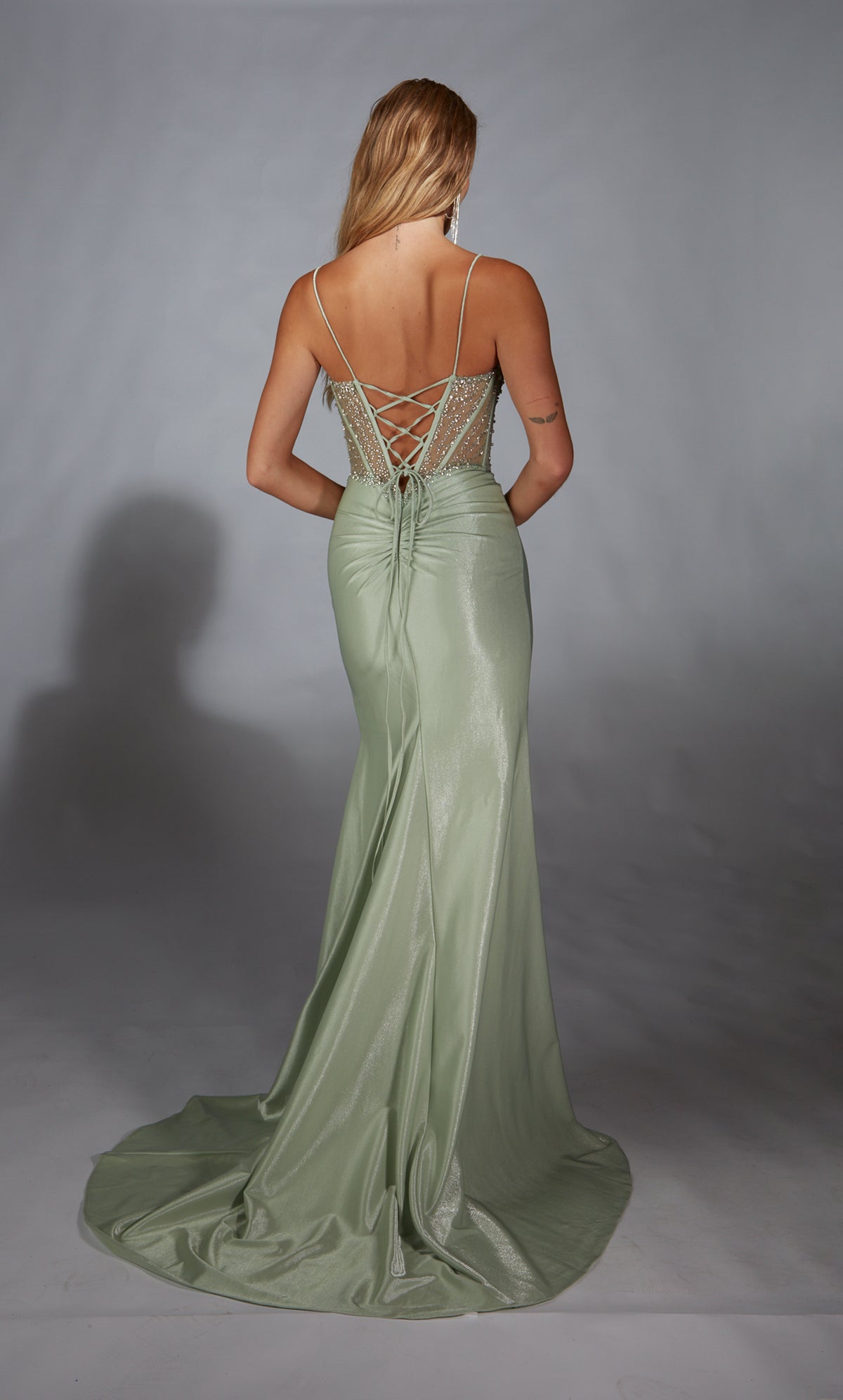 Formal Dress: 61916. Long, Sweetheart Neckline, Straight, Lace-up Back