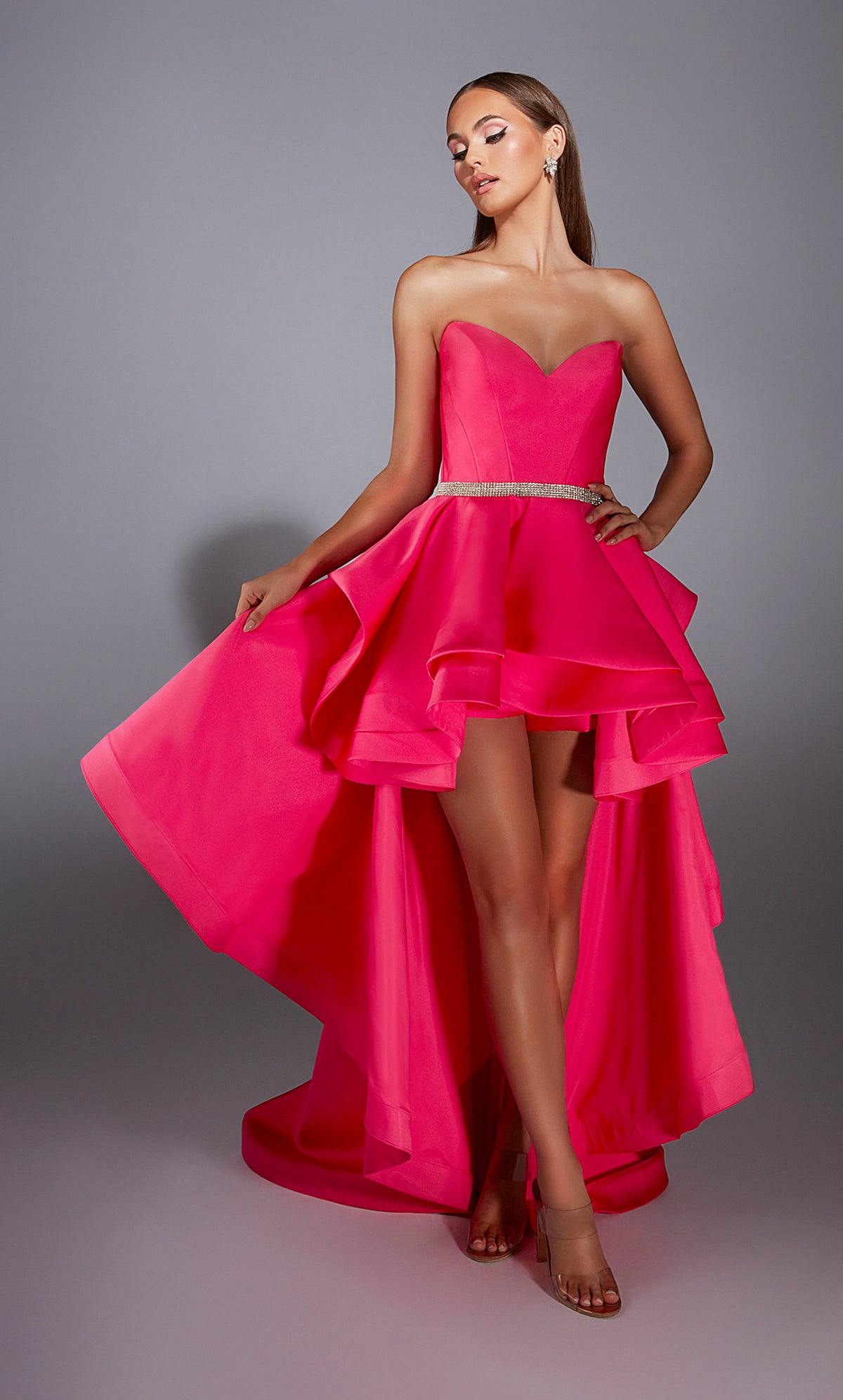 Formal Dress: 61934. Long, Strapless, High-low, Closed Back