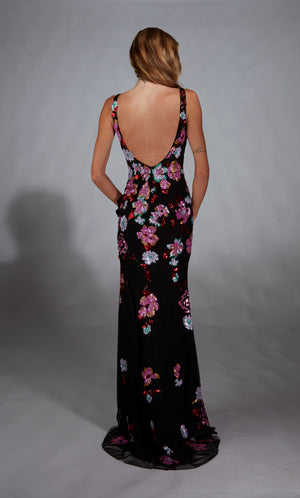 Formal Dress: 61938. Long, Plunging Neckline, Straight, V Shaped Back