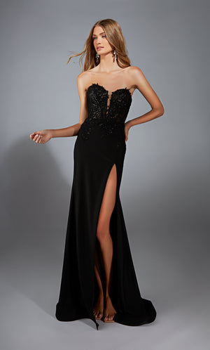 Formal Dress: 61953. Long, Strapless, Fit N Flare, Closed Back