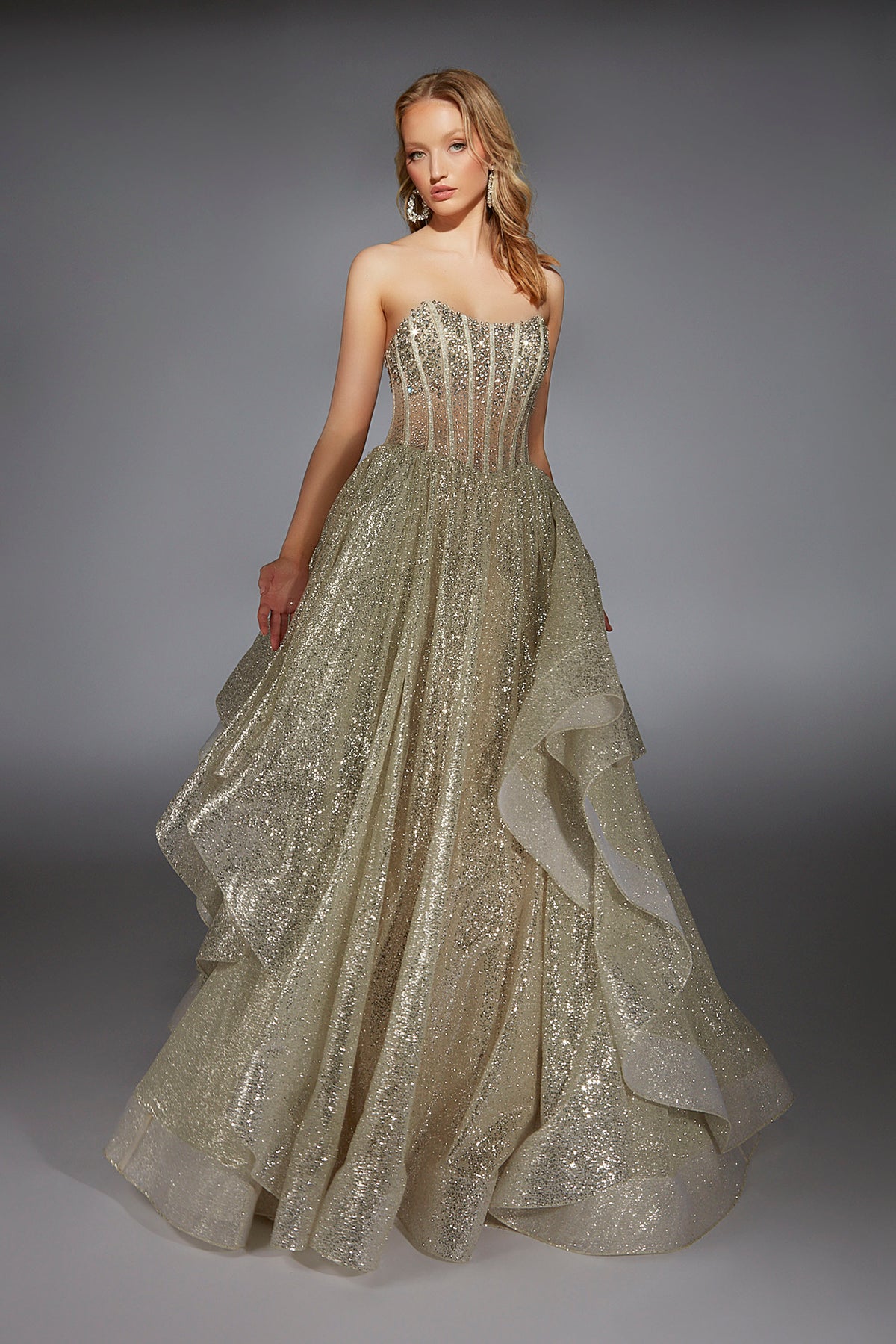 Formal Dress: 61971. Long, Strapless, Ballgown, Closed Back