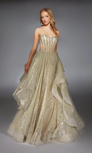 Formal Dress: 61971. Long, Strapless, Ballgown, Closed Back