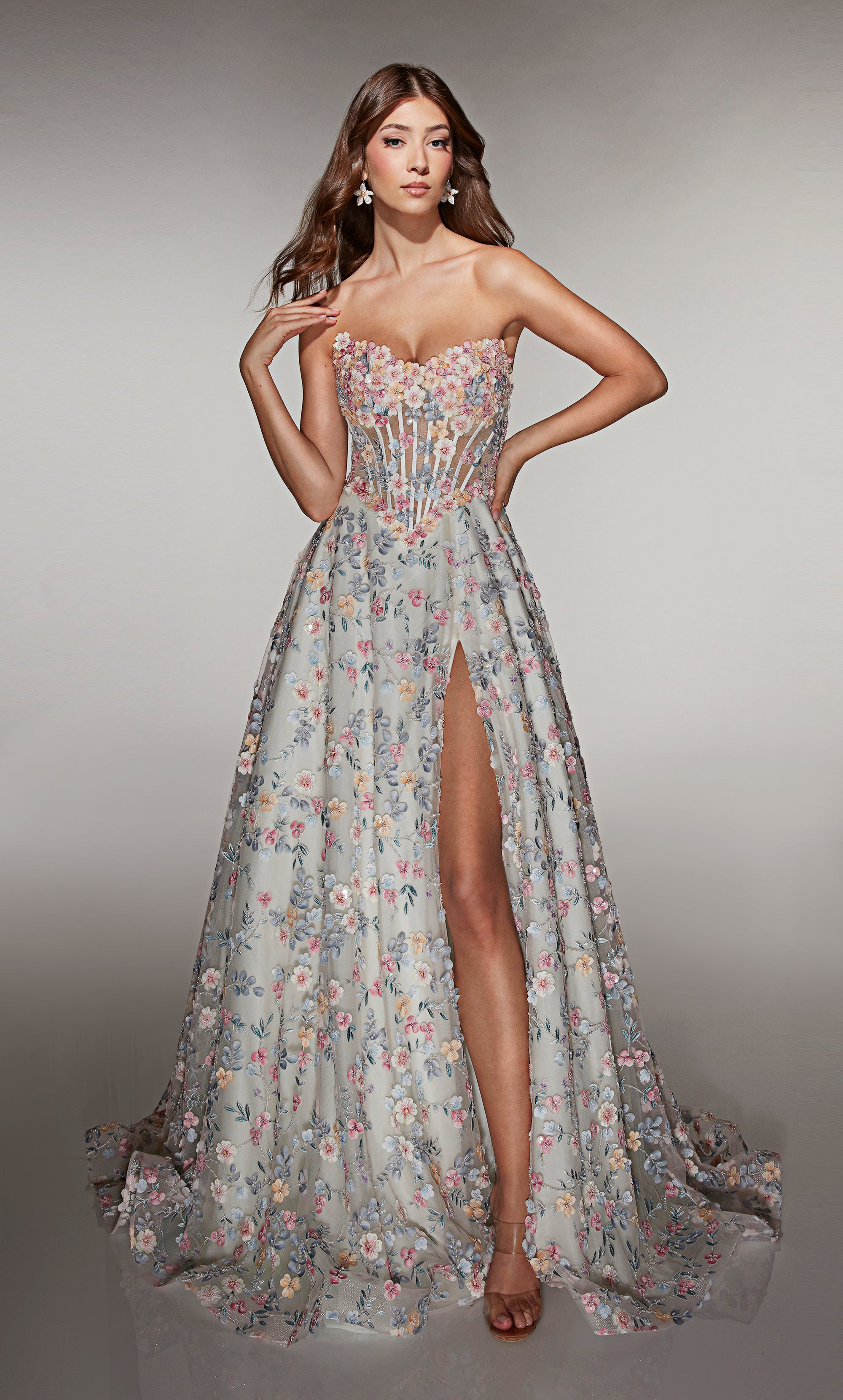 ALYCE Paris 61986 Alyce Long Strapless Neckline Corset A Line Dress | ALYCE Paris ALYCE Paris 61986 Alyce Long Strapless Neckline Corset A Line Dress | ALYCE Paris