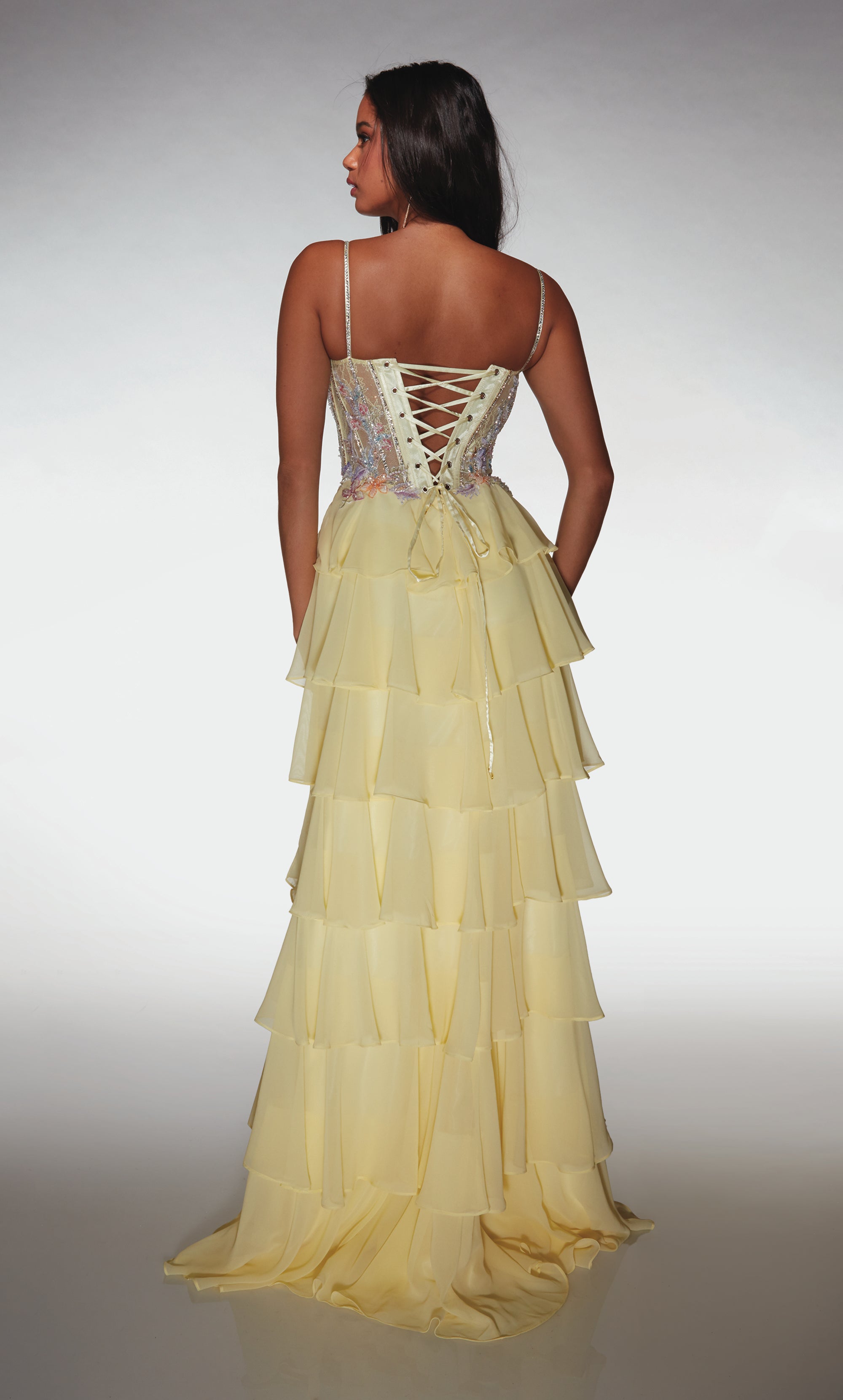 ALYCE Paris 61993 Alyce Long Plunging Neckline Corset A Line Dress - Alyce  Paris