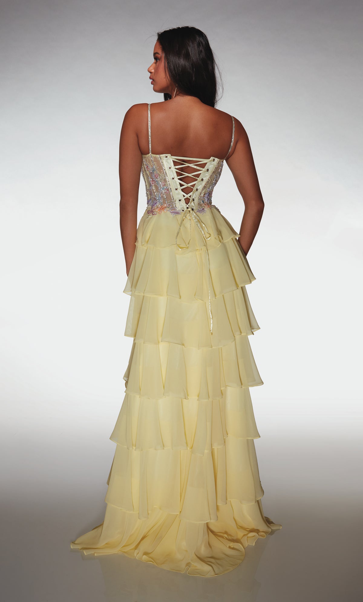 ALYCE Paris 61993 Alyce Long Plunging Neckline Corset A Line Dress