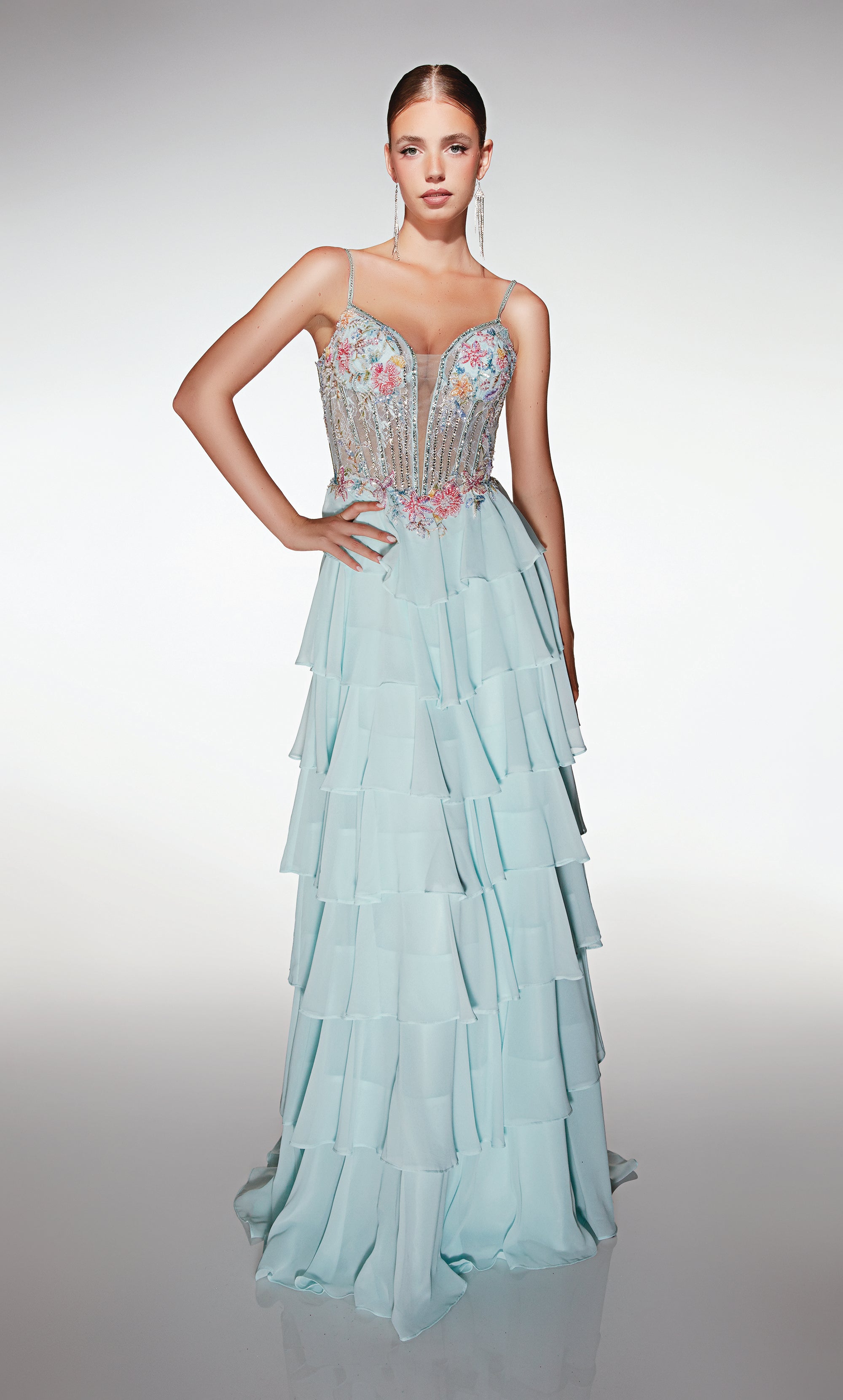 ALYCE Paris 61993 Alyce Long Plunging Neckline Corset A Line Dress - Alyce  Paris