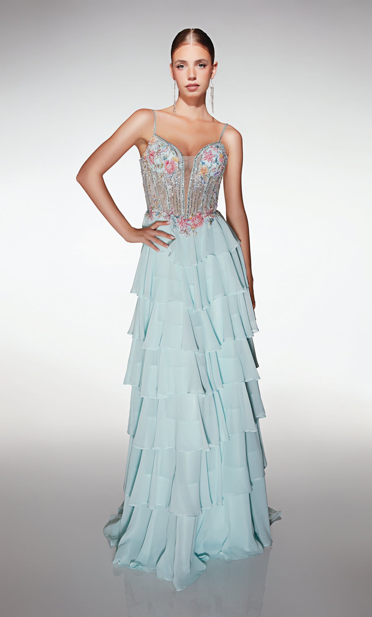 ALYCE Paris 61993 Alyce Long Plunging Neckline Corset A Line Dress