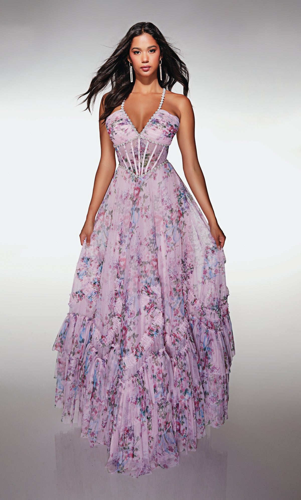 ALYCE Paris 62028 Alyce Long V-neckline Corset A Line Dress