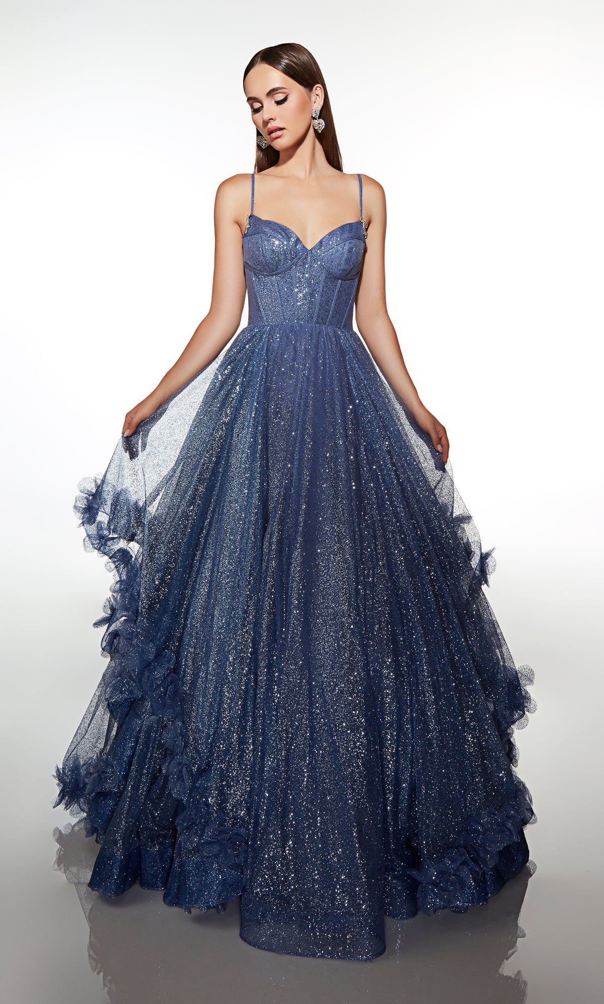 ALYCE Paris 62032 Alyce Long Cat-eye Neckline Waterfall Ballgown Dress