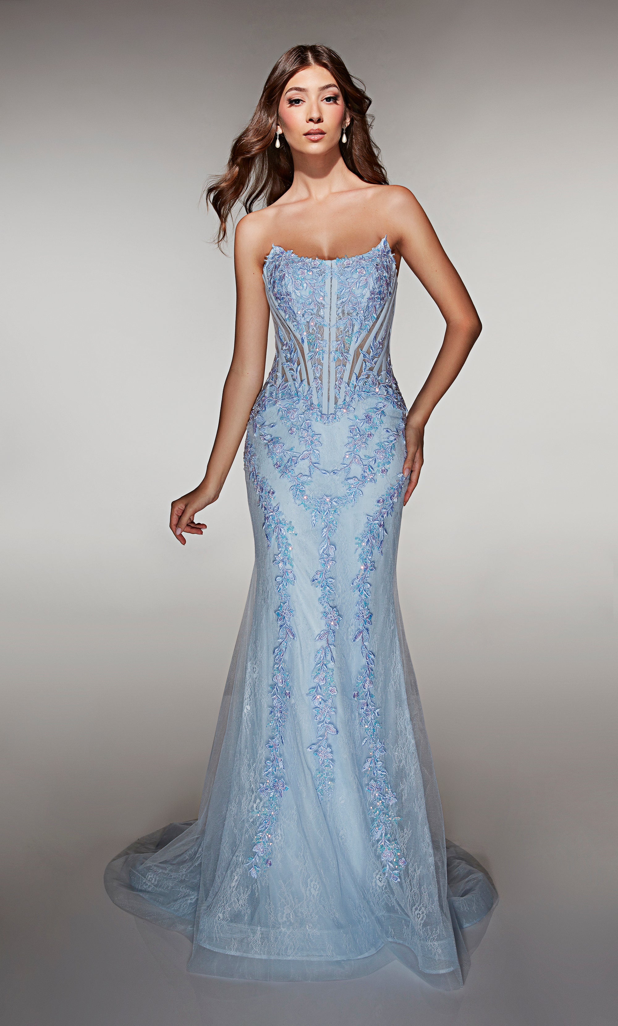 corset mermaid dress ALYCE Paris 62036 Alyce Long Scoop Neckline Corset Mermaid Dress