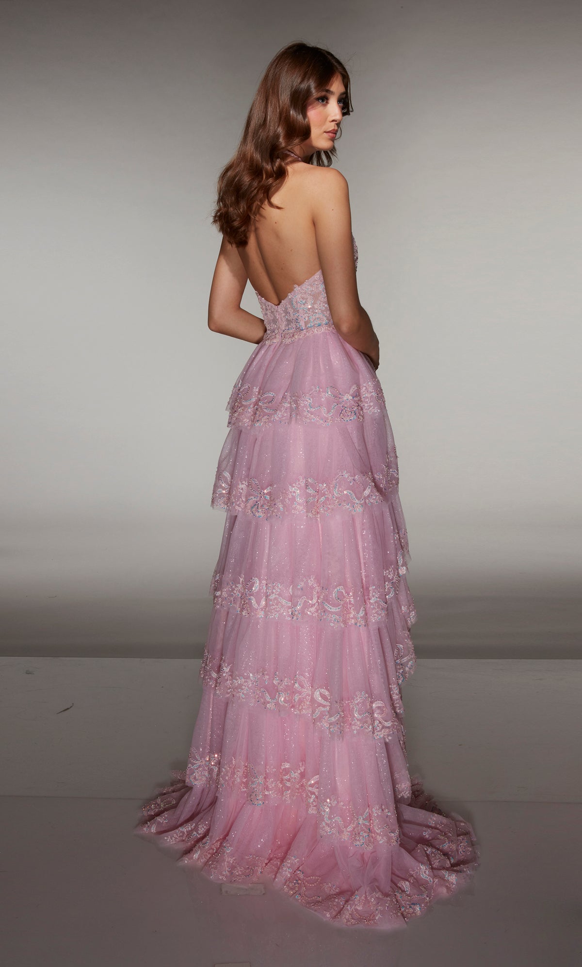 ALYCE Paris 62037 Alyce Long Halter Neckline Embellished A Line Dress