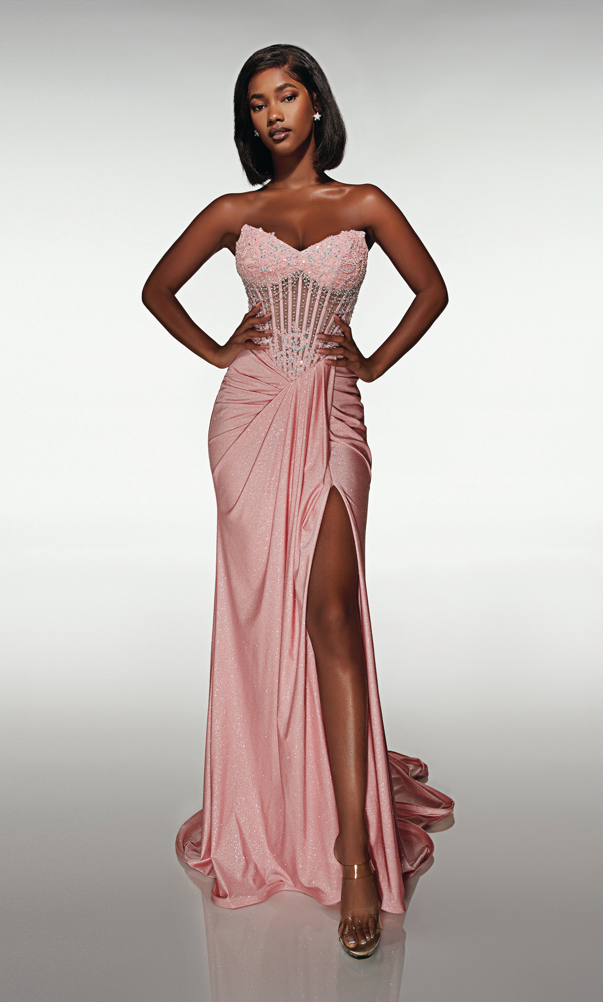 ALYCE Paris 62057 Alyce Long Cat-eye Neckline Ruched/draped Straight D