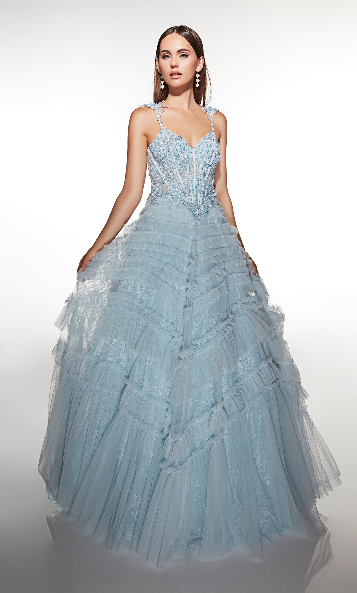 ALYCE Paris 62058 Alyce Long Sweetheart Neckline Ruffles A Line Dress