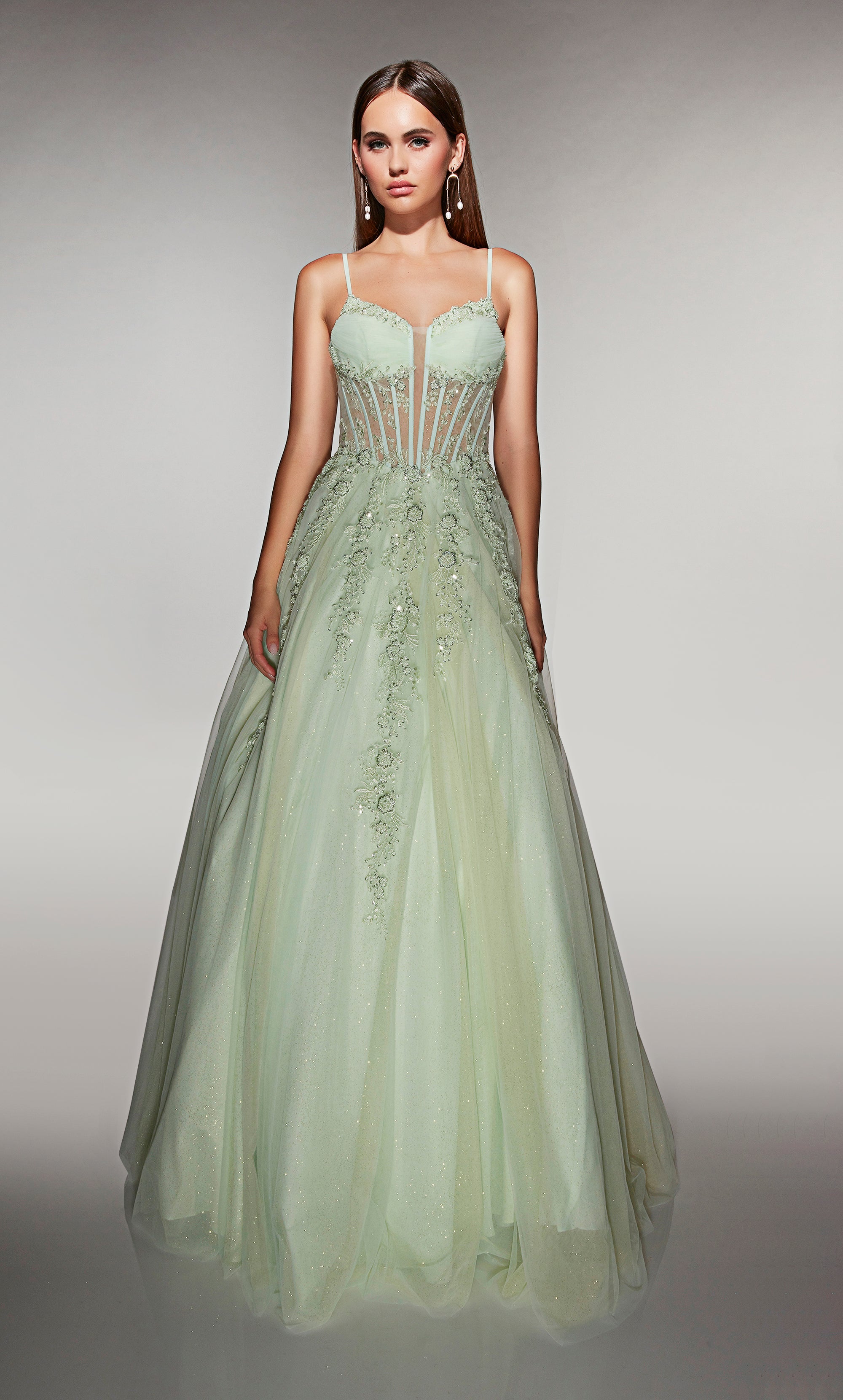 ALYCE Paris 62061 Alyce Long Plunging Neckline Embellished Ballgown Dr