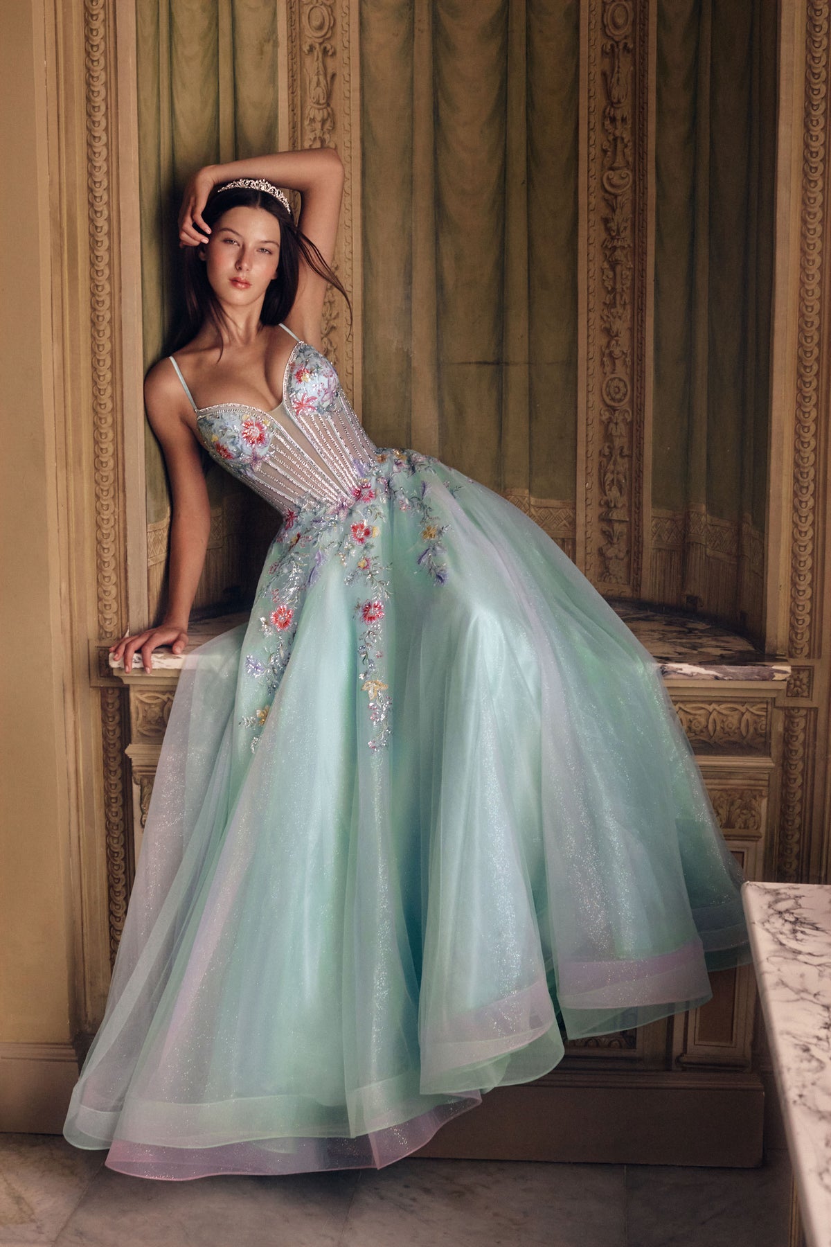ALYCE Paris 62068 Alyce Long Plunging Neckline 80s Inspired Ballgown Dress