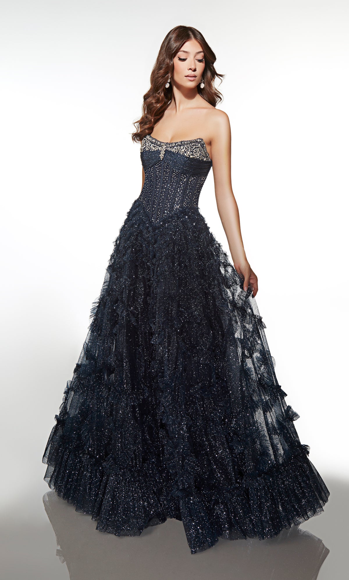 ALYCE Paris 62096 Alyce Long Scooped Neckline Corset A Line Dress