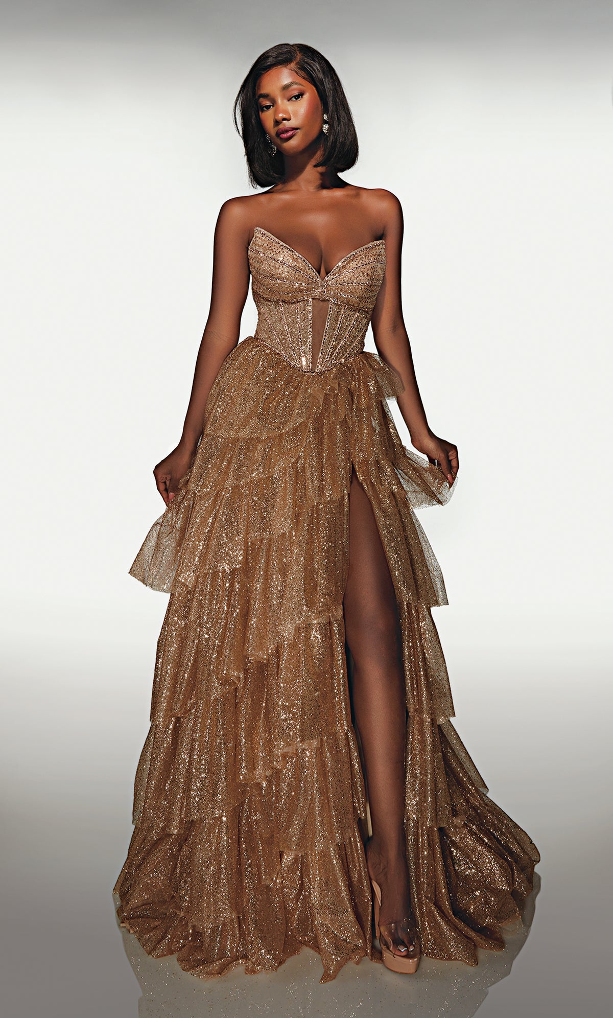 ALYCE Paris 62144 Alyce Long Cat-eye Neckline Shimmery/sparkly Ballgown Dress