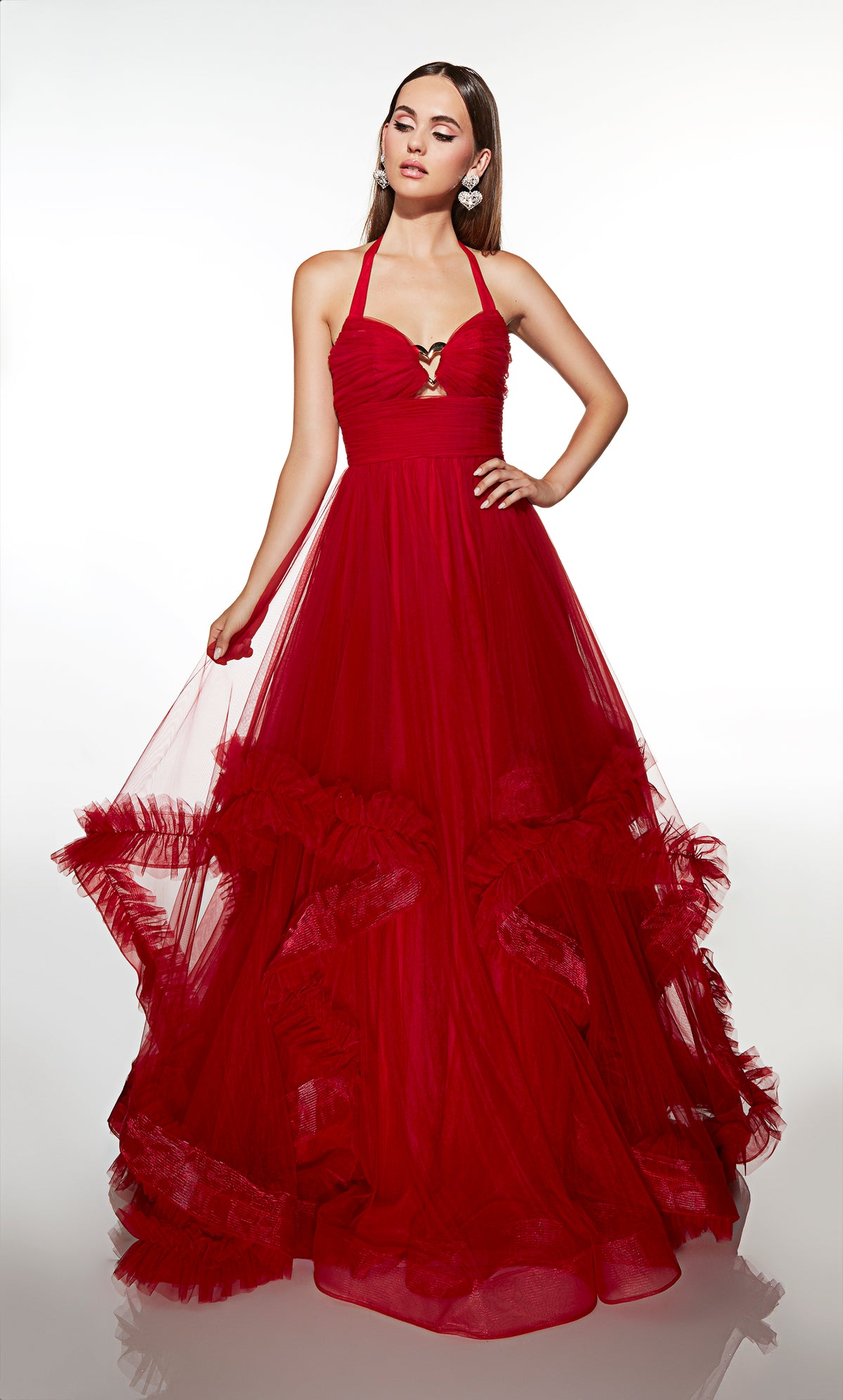 ALYCE Paris 62151 Alyce Long Halter Neckline Ruched/draped Ballgown Dress