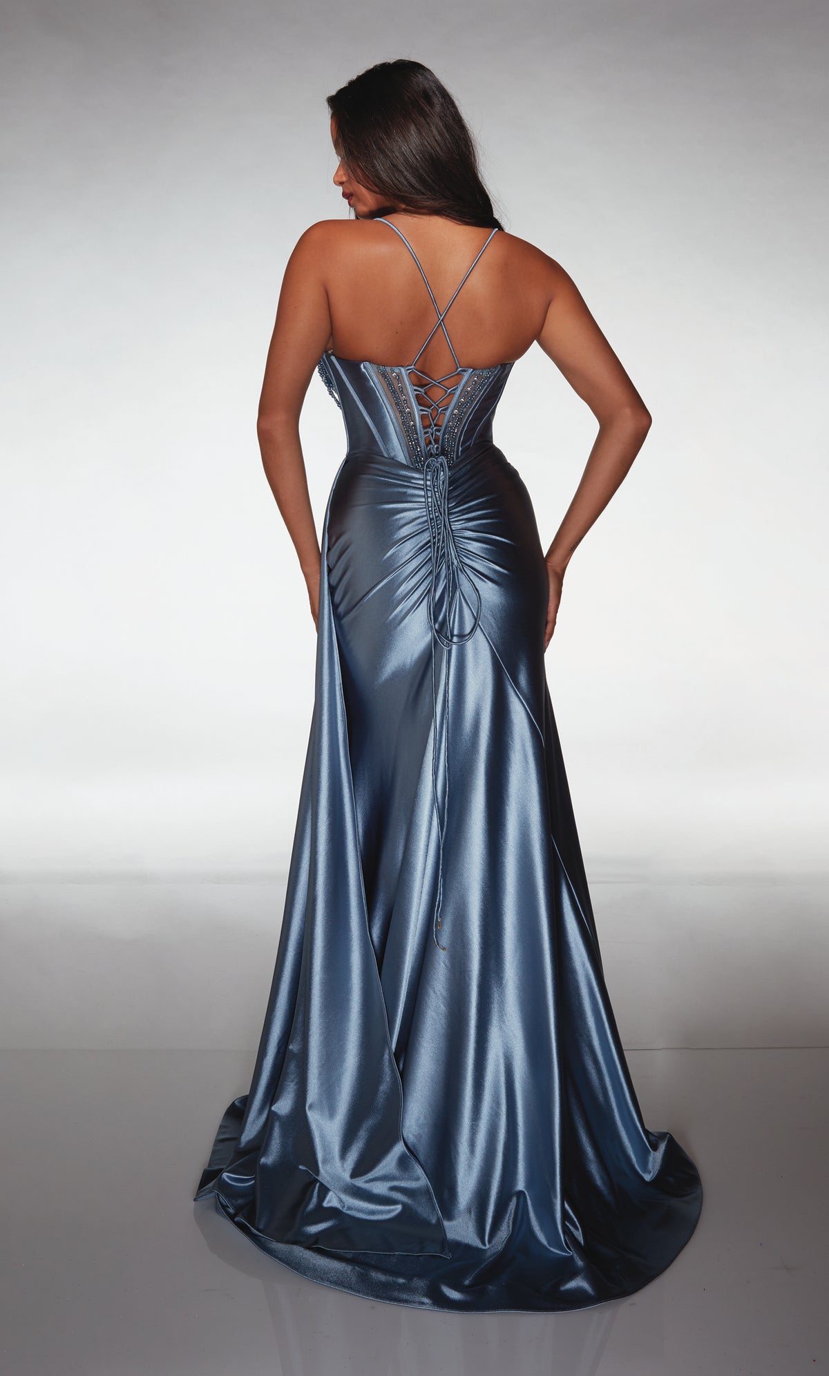 ALYCE Paris 62160 Alyce Long Cat-eye Neckline Corset Straight Dress