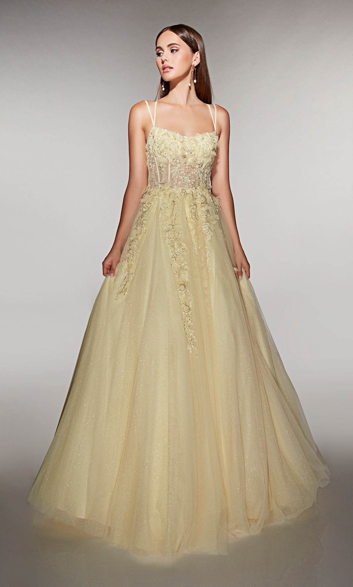ALYCE Paris 62203 Alyce Long Scooped Neckline Shimmery/sparkly Ballgown Dress