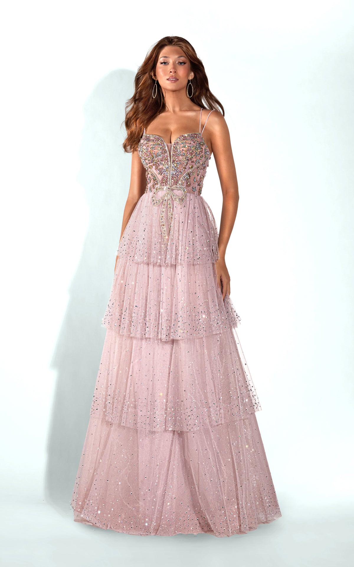 ALYCE Paris 62221 Alyce Long Plunging Neckline Ruffles A Line Dress