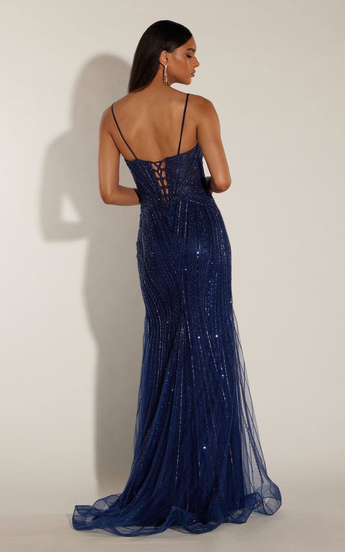 ALYCE Paris 62236 Alyce Long Plunging Neckline Illusion Straight Dress