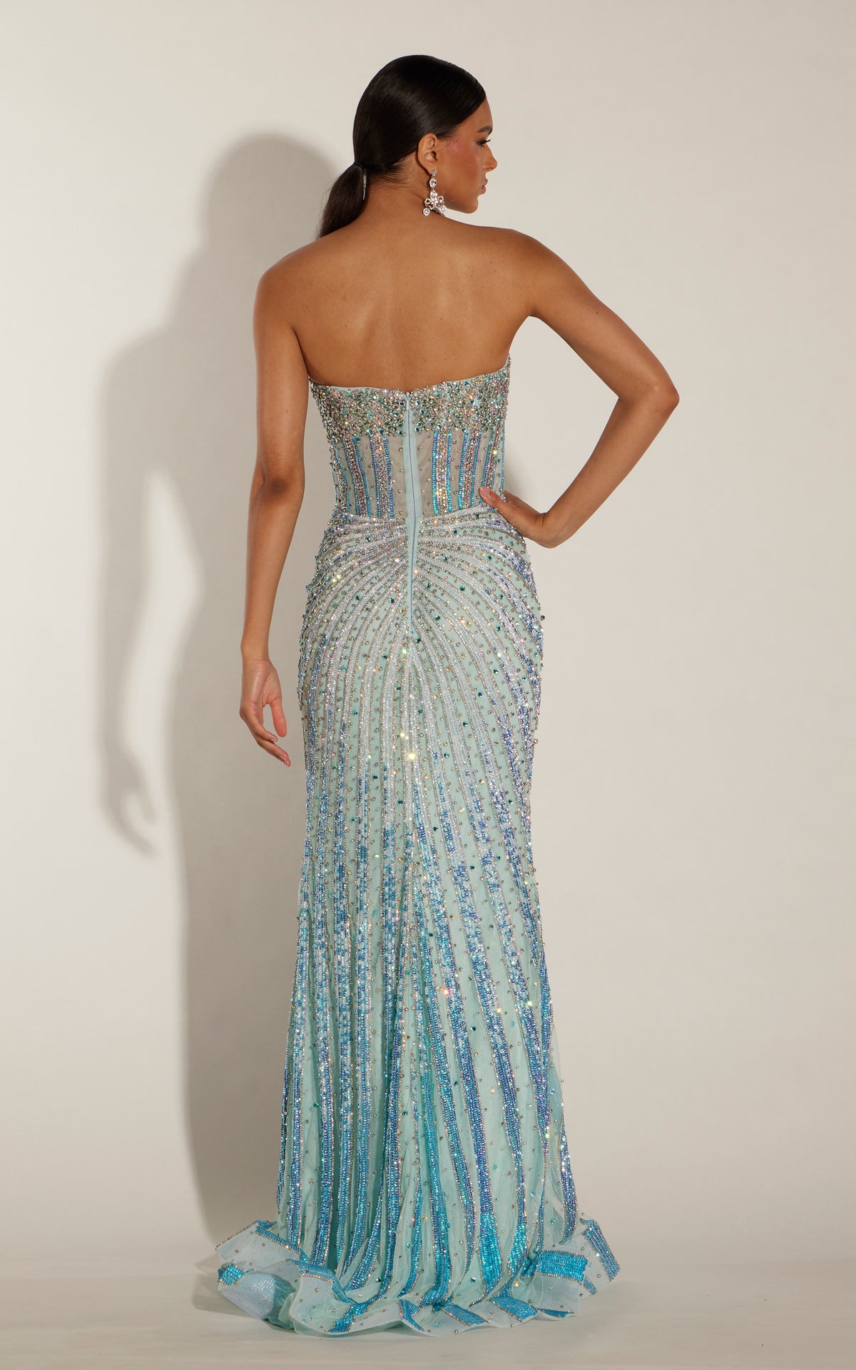 ALYCE Paris 62259 Alyce Long Scooped Neckline Slit Straight Dress