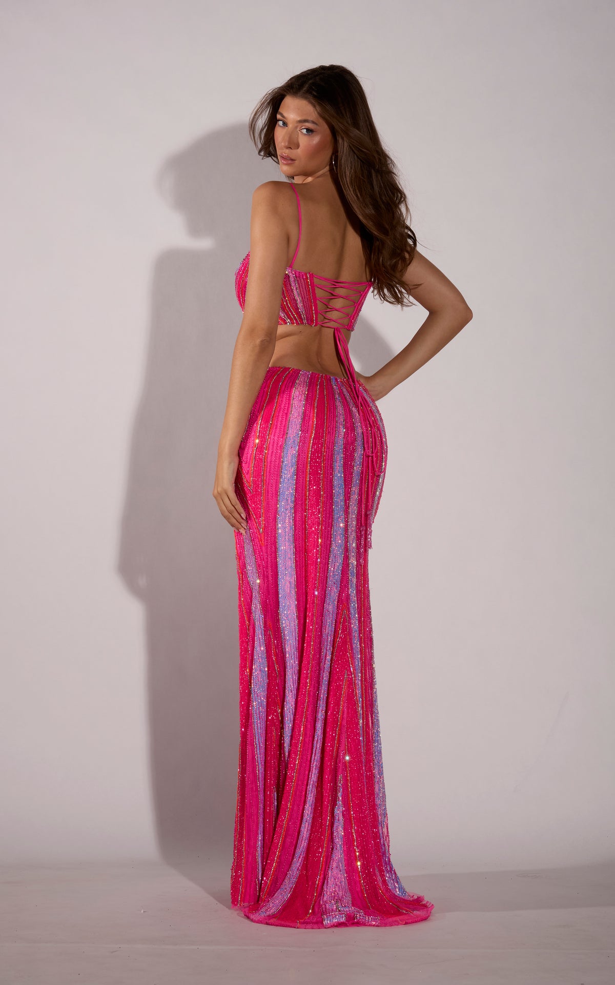 ALYCE Paris 62305 Alyce Long Plunging Neckline Embellished Straight Dress