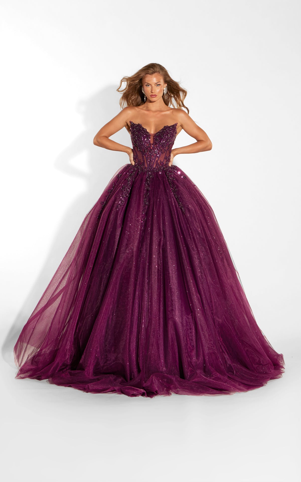 ALYCE Paris 62310 Alyce Long Cat-eye Neckline Shimmery/sparkly Ballgown Dress