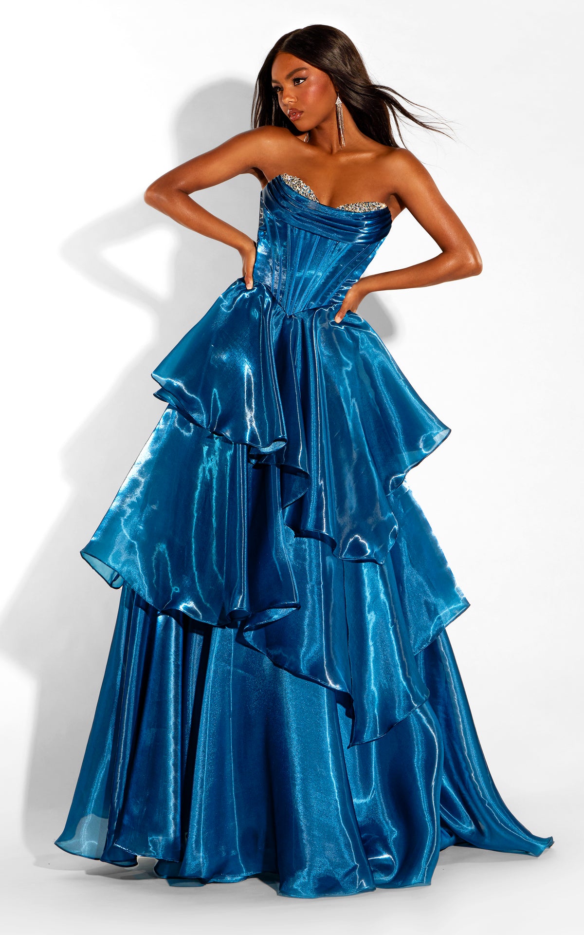 ALYCE Paris 62320 Alyce Long Strapless Neckline Waterfall Ballgown Dress
