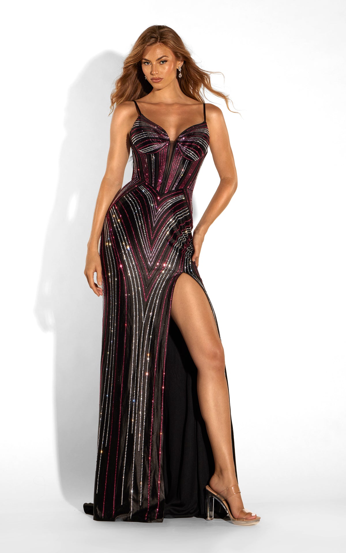 ALYCE Paris 62399 Alyce Long Plunging Neckline Slit  Dress