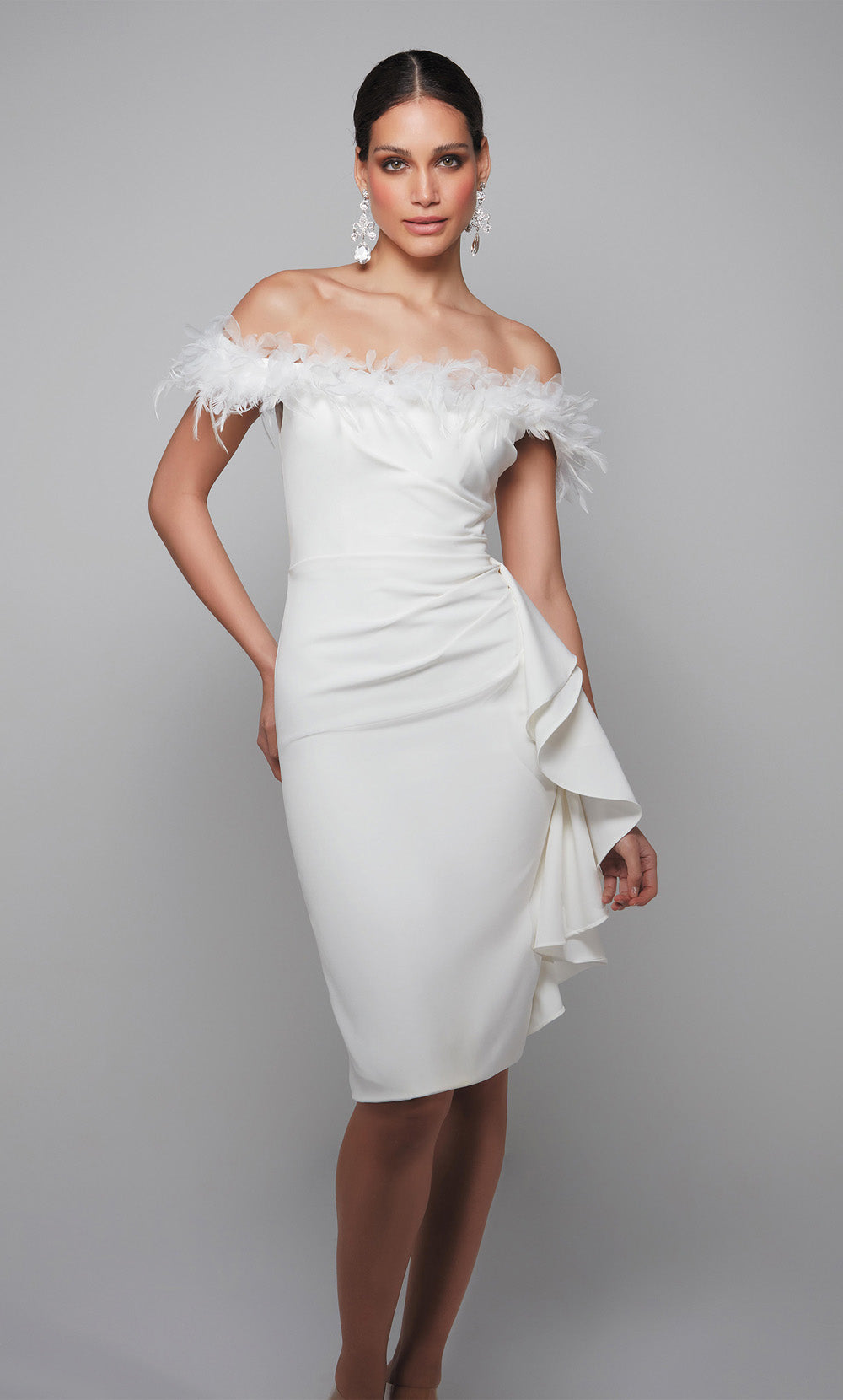 ALYCE Paris 70000 Bridal Off The Shoulder Ruched/draped Straight Dress