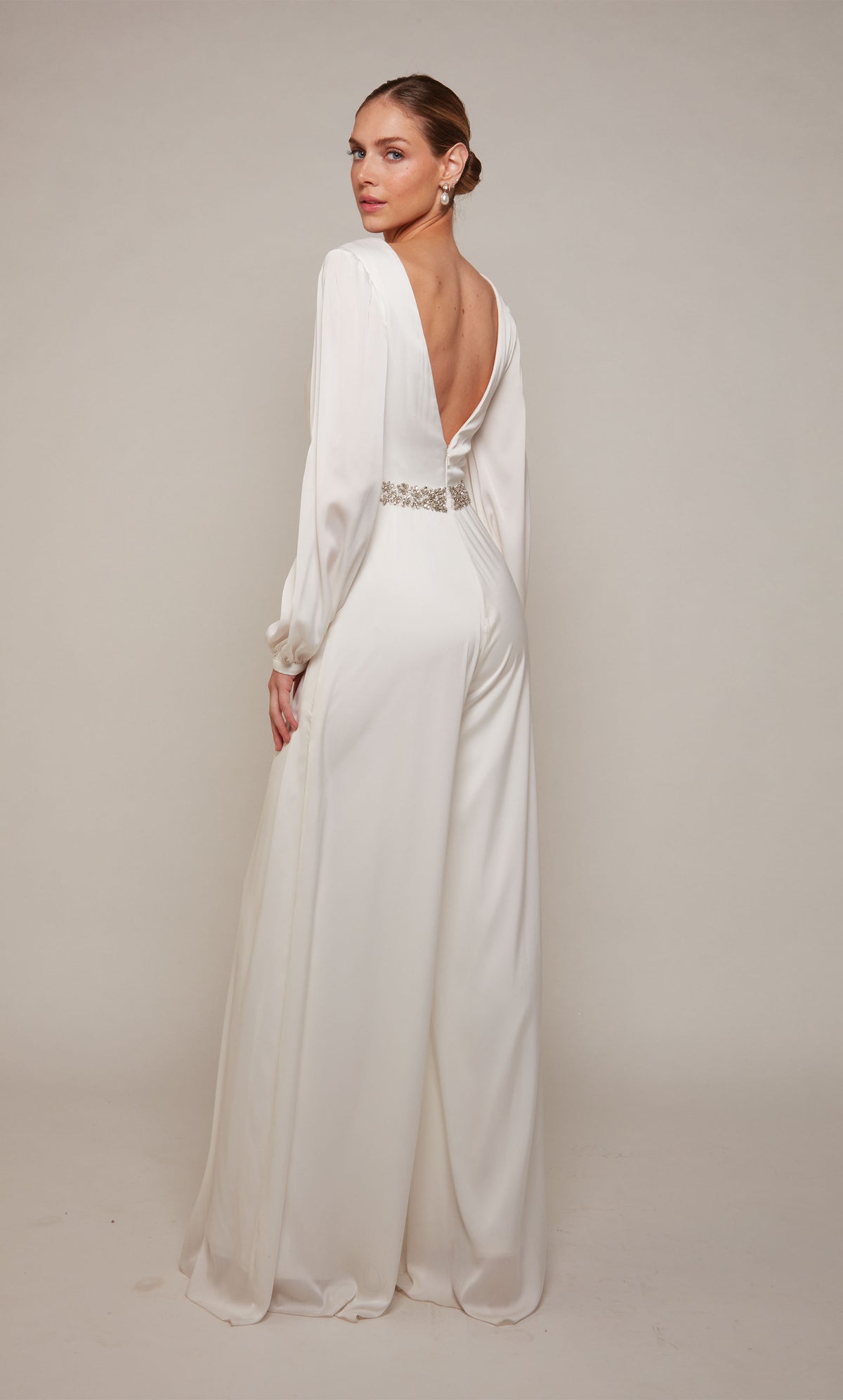 ALYCE Paris 70031 Bridal V-neck Embellished Jumpsuit Dress