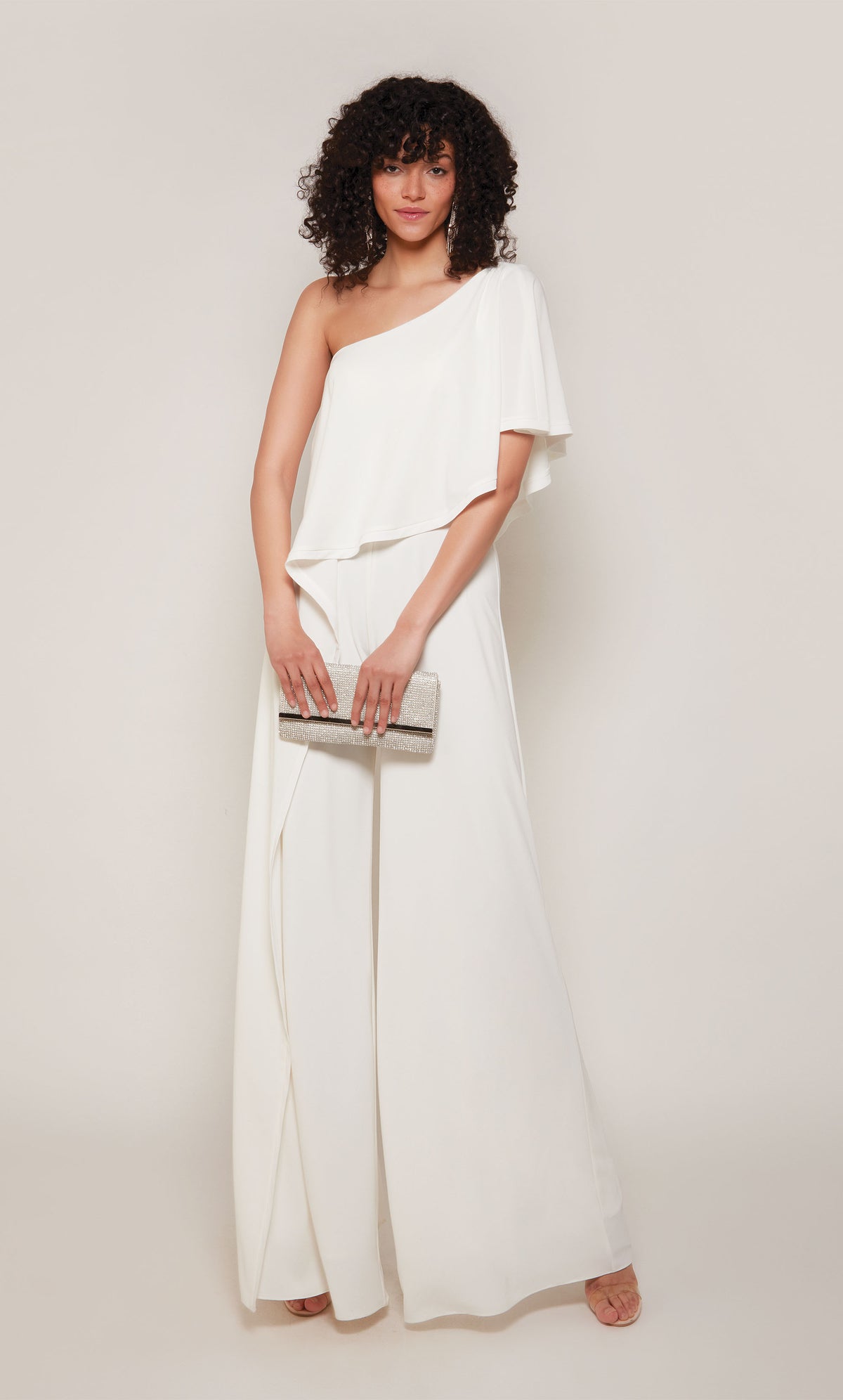 ALYCE Paris 70049 Bridal One Shoulder Ruched/draped Jumpsuit Dress