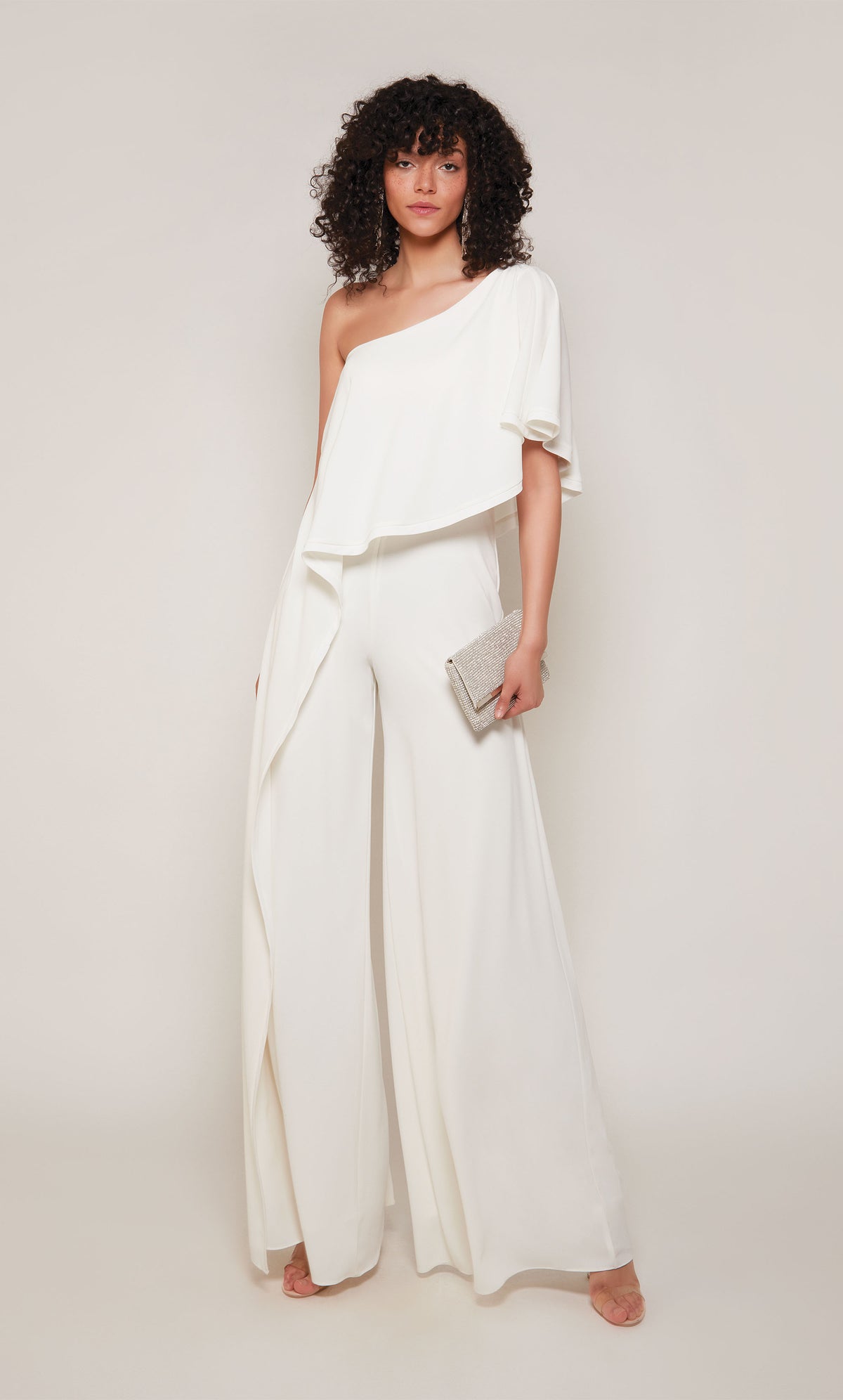 ALYCE Paris 70049 Bridal One Shoulder Ruched/draped Jumpsuit Dress