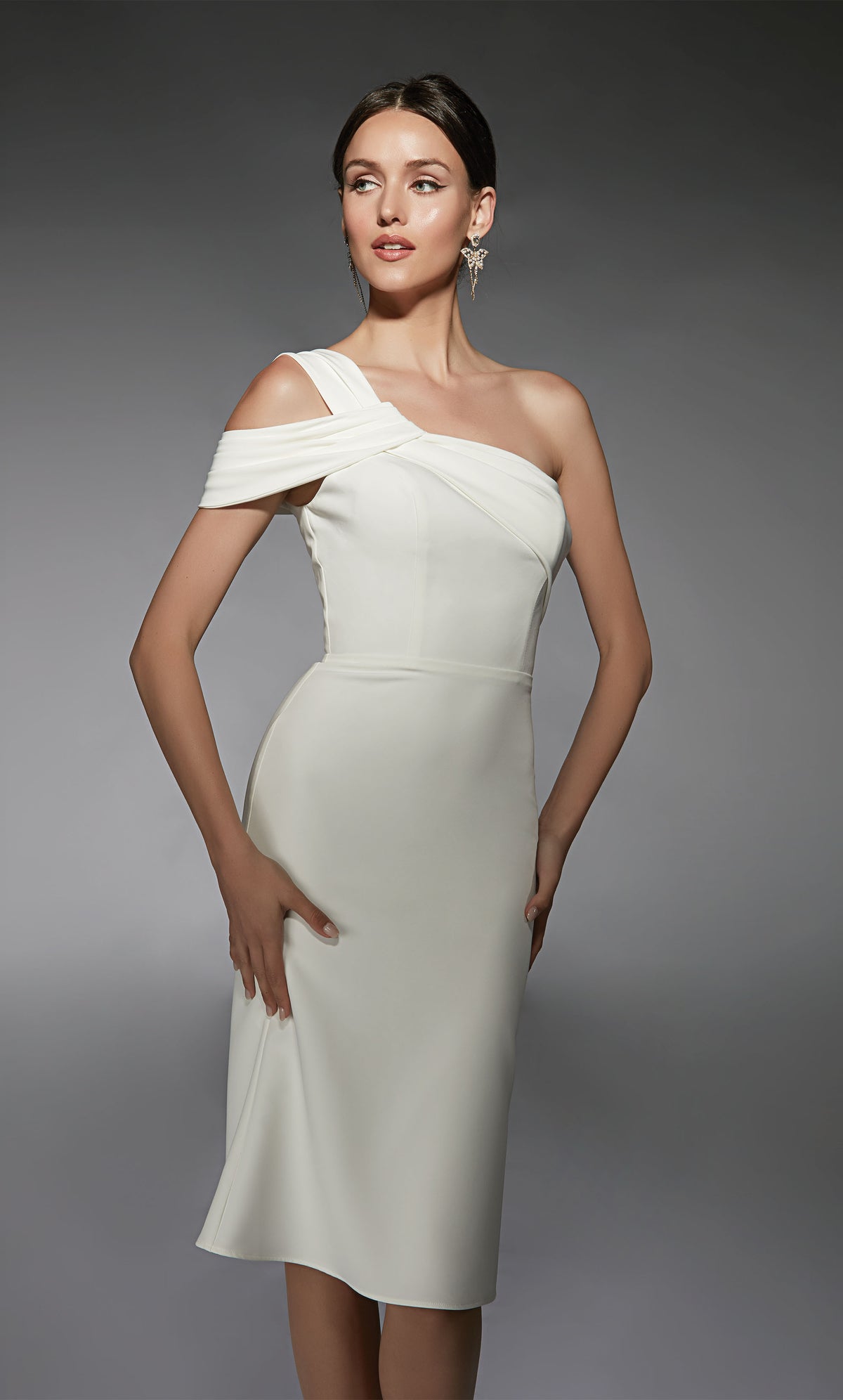 ALYCE Paris 70054 Bridal One Shoulder Elegant Straight Dress