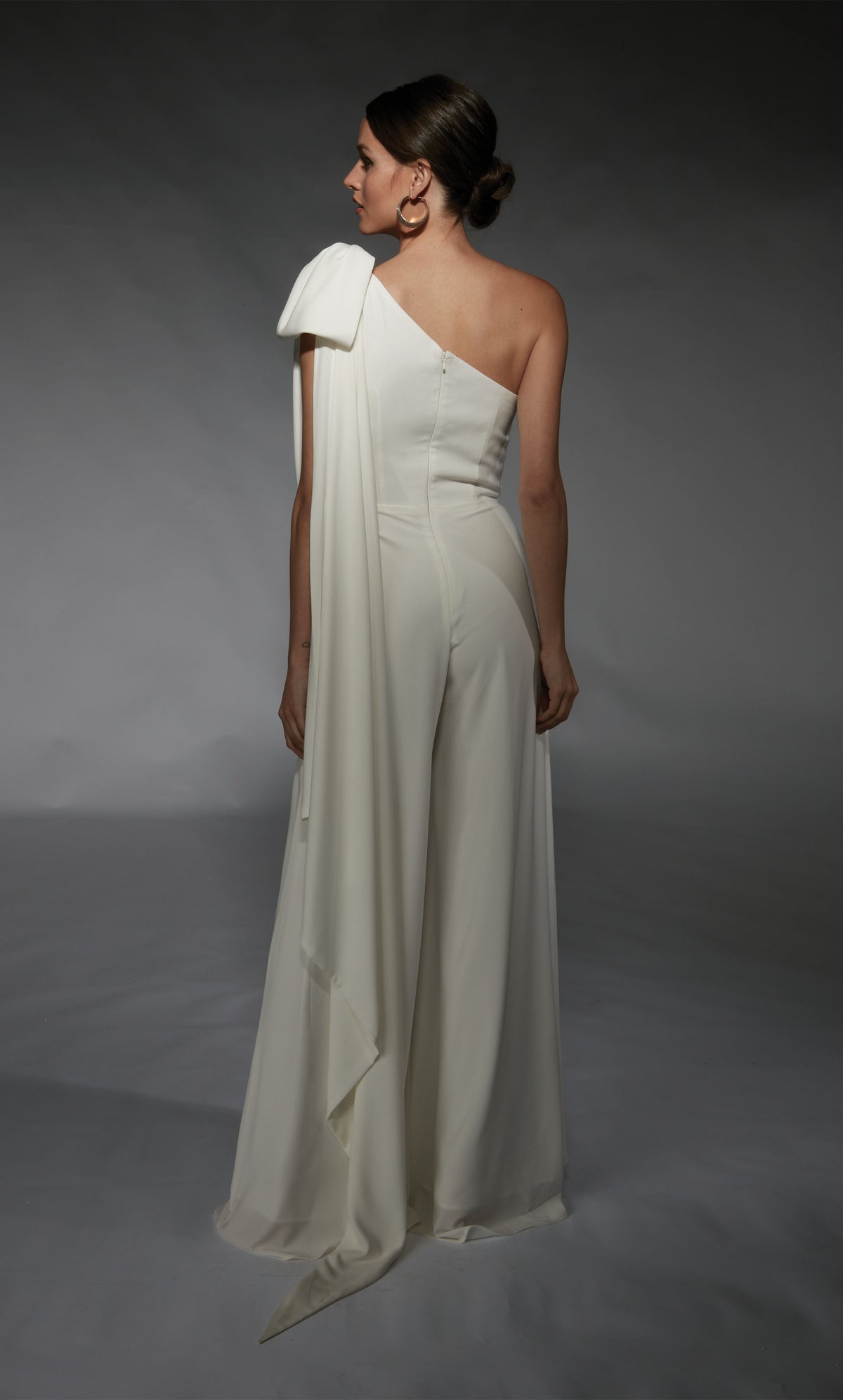 ALYCE Paris 70065 Bridal One Shoulder Ruched/draped Jumpsuit Dress