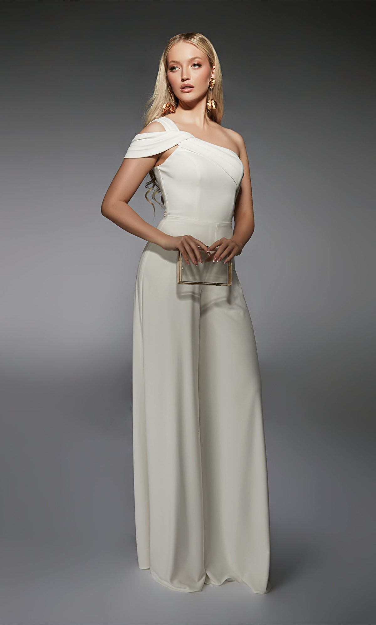 ALYCE Paris 70066 Bridal One Shoulder Elegant Jumpsuit Dress