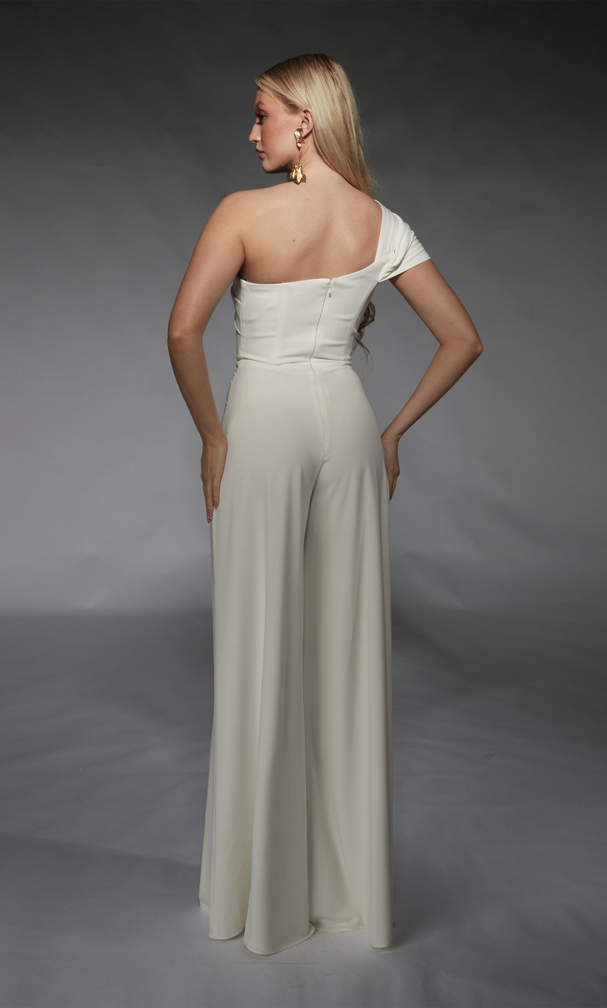 ALYCE Paris 70066 Bridal One Shoulder Elegant Jumpsuit Dress