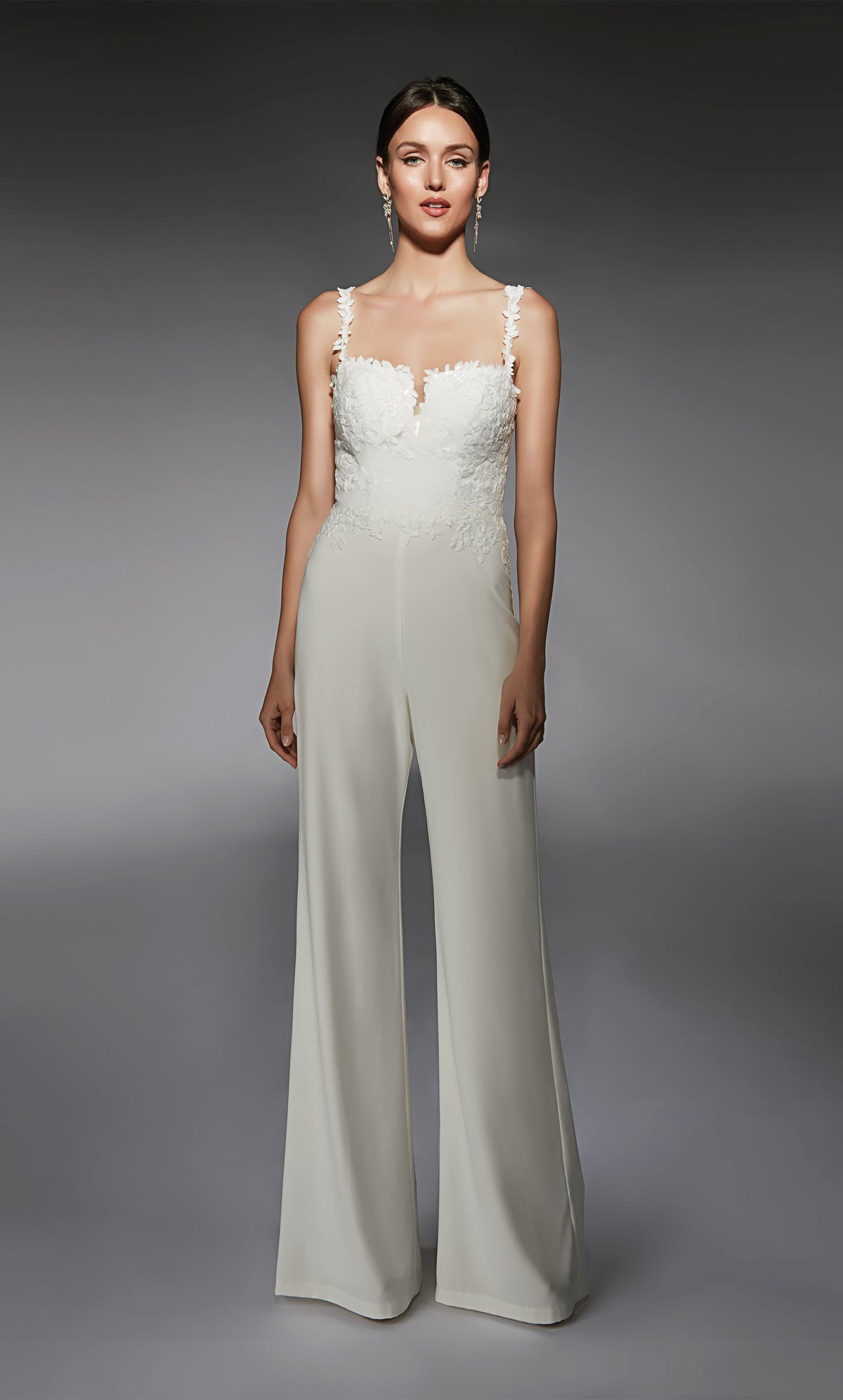 ALYCE Paris 70073 Bridal Straight Across Elegant Jumpsuit Dress