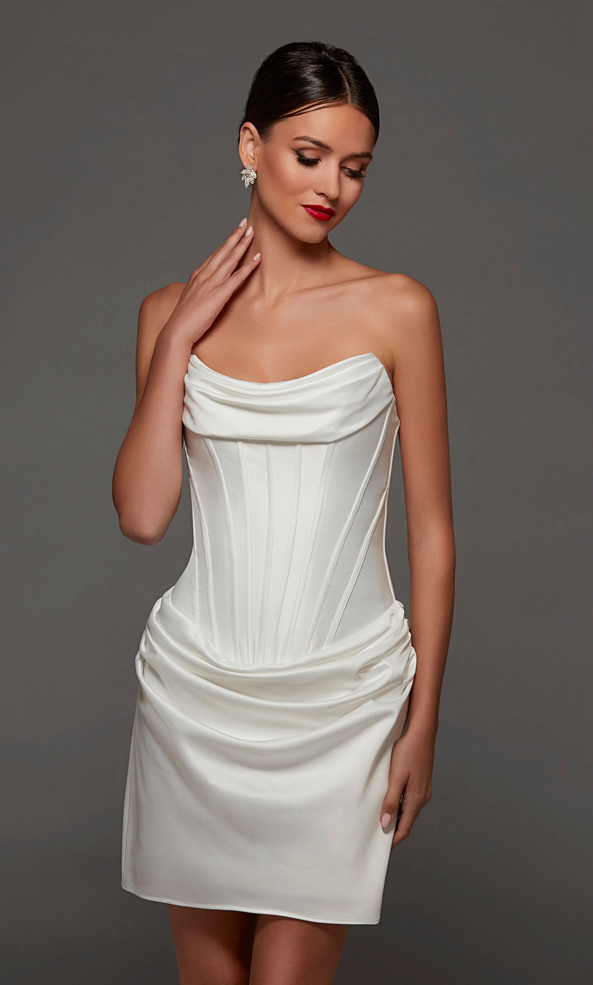 ALYCE Paris 70092 Bridal Cowl Neckline Ruched/draped Straight Dress