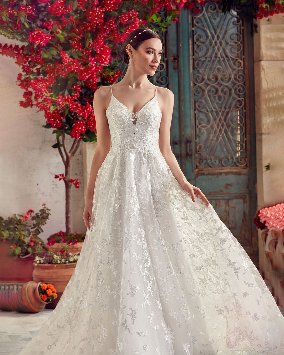 White lace wedding dress.