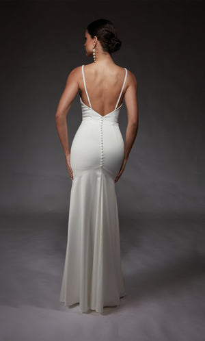 Formal Dress: 7090. Long, V-neck, Straight, Open Back