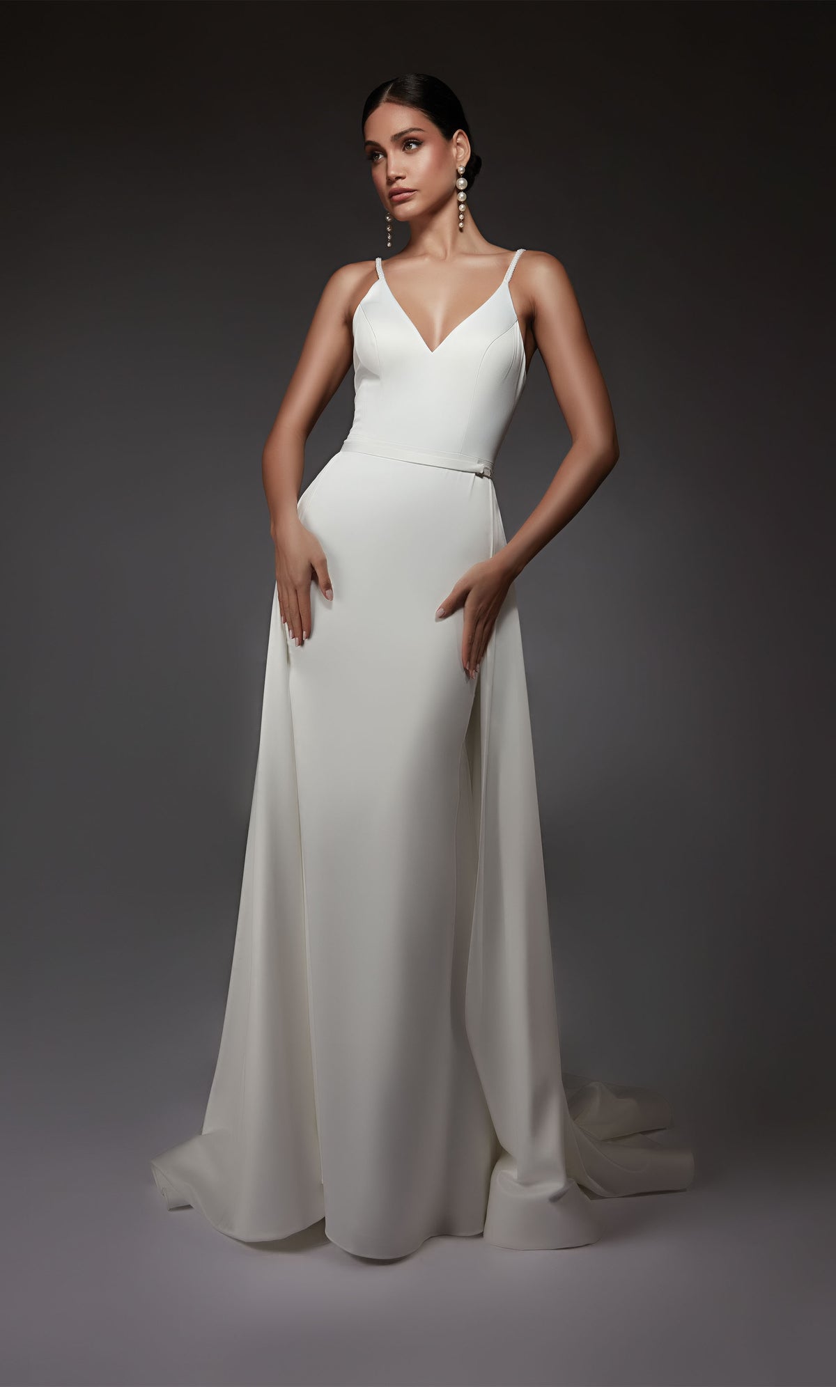 Formal Dress: 7090. Long, V-neck, Straight, Open Back