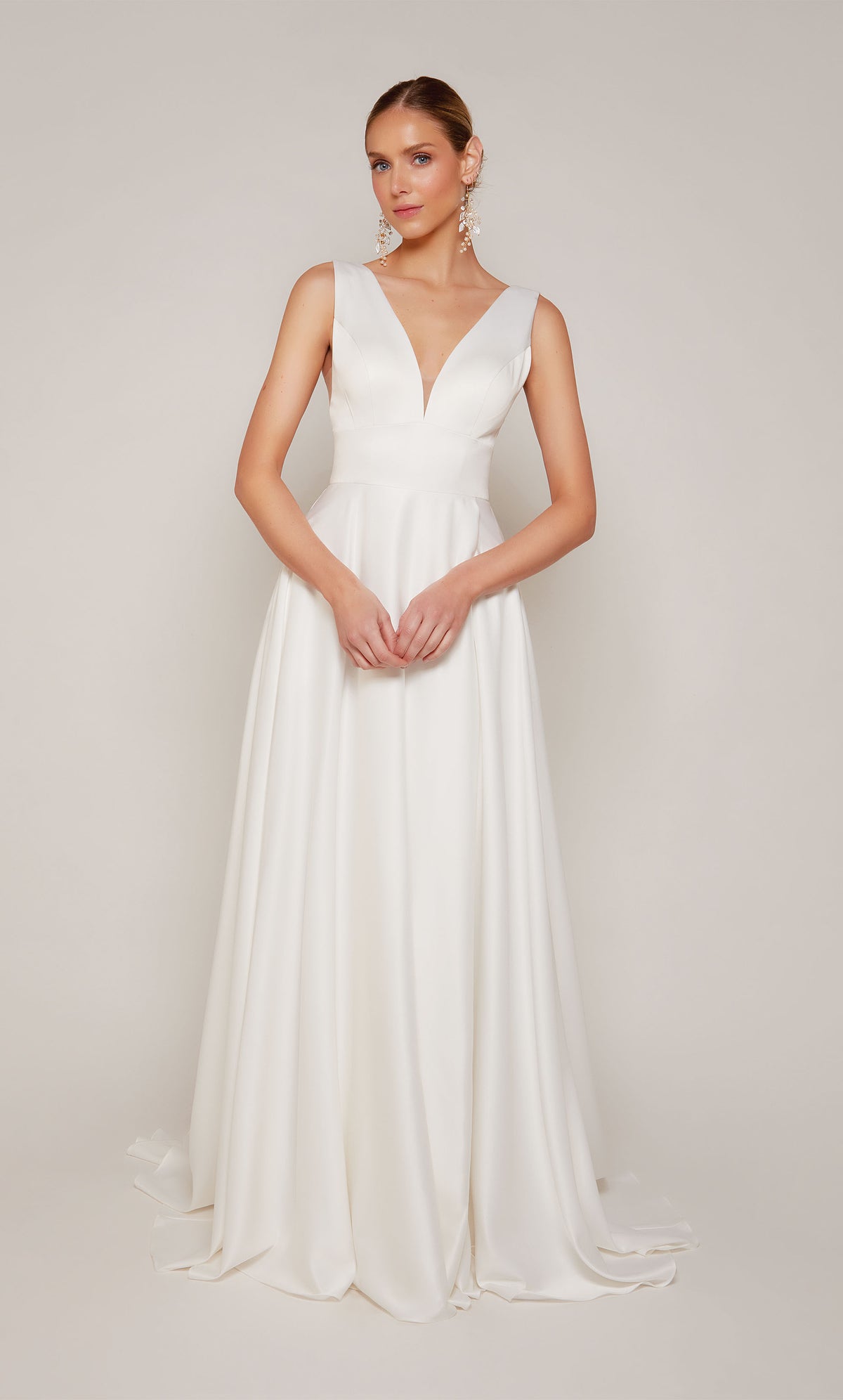 ALYCE Paris 7096 Bridal V-neck Slit A Line Dress